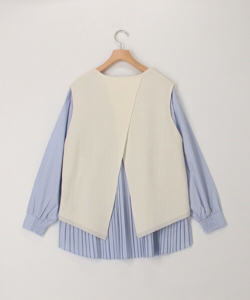 MICO COULIER（ミコクリエ）の「ミラノリブベスト+ブラウスセット（ニット/セーター・レディース・ネイビー/ライトグレー/オフホワイト・38）」の14枚目の写真