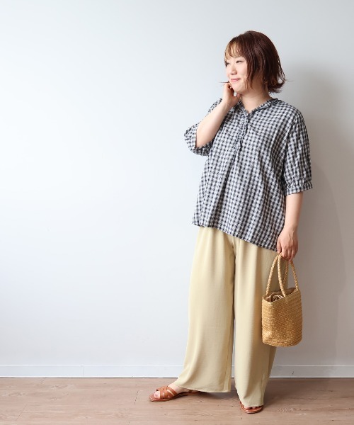 MB mint breeze（エムビーミントブリーズ）の「【L～6L 大きいサイズ】エステルビンテージイージーワイドパンツ（その他パンツ・レディース・ベージュ/ブラック・3L/5L/4L/LL/L）」の4枚目の写真