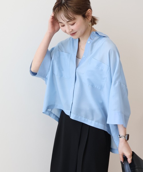 AMERICAN HOLIC(アメリカンホリック)の「Wポケットシアー半袖シャツ(シャツ/ブラウス・レディース・ブラック/ライトブルー/アイボリー/その他6/ベージュ・M/L)」の13枚目の写真