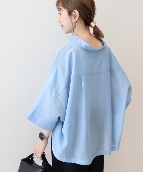 AMERICAN HOLIC(アメリカンホリック)の「Wポケットシアー半袖シャツ(シャツ/ブラウス・レディース・ブラック/ライトブルー/アイボリー/その他6/ベージュ・M/L)」の14枚目の写真