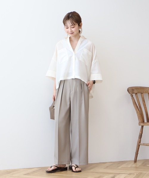 AMERICAN HOLIC(アメリカンホリック)の「Wポケットシアー半袖シャツ(シャツ/ブラウス・レディース・ブラック/ライトブルー/アイボリー/その他6/ベージュ・M/L)」の11枚目の写真