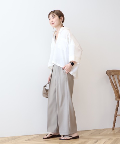 AMERICAN HOLIC(アメリカンホリック)の「Wポケットシアー半袖シャツ(シャツ/ブラウス・レディース・ブラック/ライトブルー/アイボリー/その他6/ベージュ・M/L)」の9枚目の写真