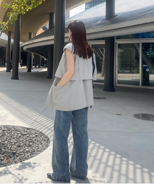 トップス AMERIVINTAGE 3WAY PIN TUCK LAYERED VEST 3WAY PIN TUCK LAYERED VEST