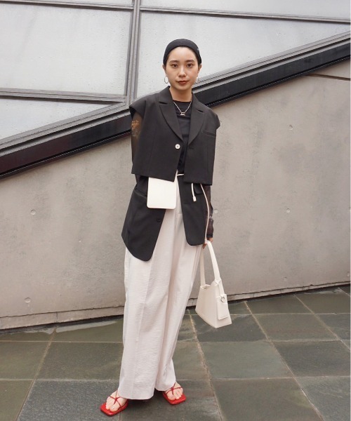 トップス AMERIVINTAGE 3WAY PIN TUCK LAYERED VEST 3WAY PIN TUCK LAYERED VEST