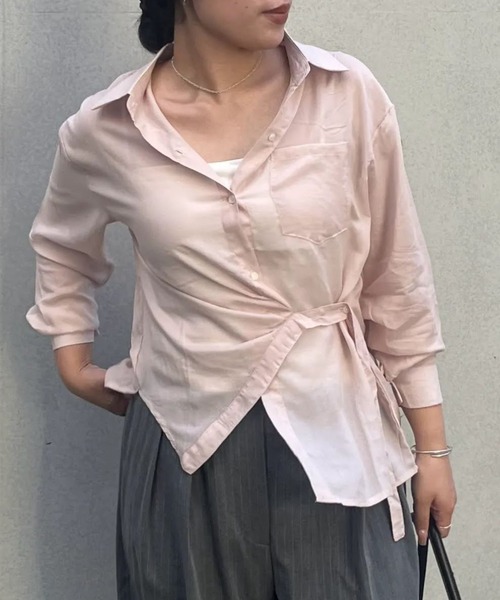 H.TOKYO(エイチトウキョウ)の「ウエストベルト付き シアーシャツ(シャツ/ブラウス・レディース・カーキ/グレー/ブルー/ホワイト/ピンク・FREE)」の5枚目の写真