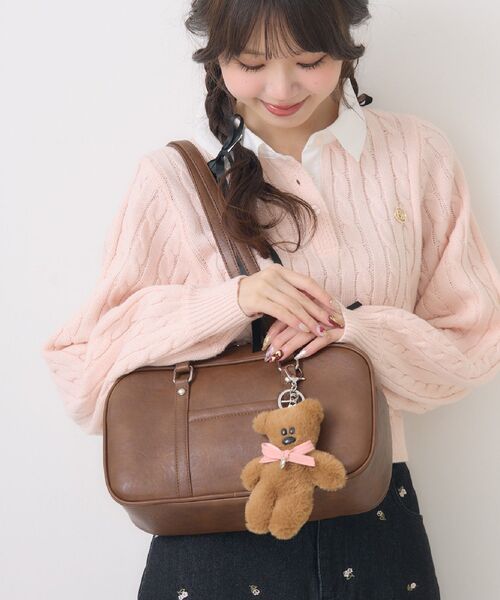 ems excite（エムズエキサイト）の「ロングハンドルボストン（ショルダーバッグ・レディース・ライトブラウン/ブラック/ピンク・ONE SIZE）」の2枚目の写真