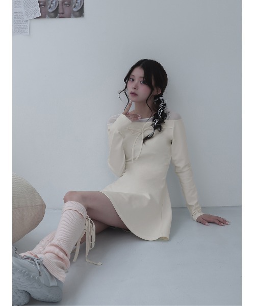 Darich ダーリッチ ミニワンピース ダーリッチ Darich ロゴレザーニットミニワンピース （ブラック