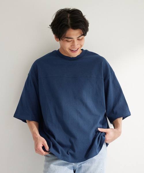 coca（coca）（コカ）の「ヘビーウェイトフットボールTシャツ（Tシャツ/カットソー・メンズ・ネイビー/ライトグレー/ライトグリーン/ホワイト/ライトピンク/ブラック/ライトブルー/ライトベージュ・M/XL/L）」の7枚目の写真