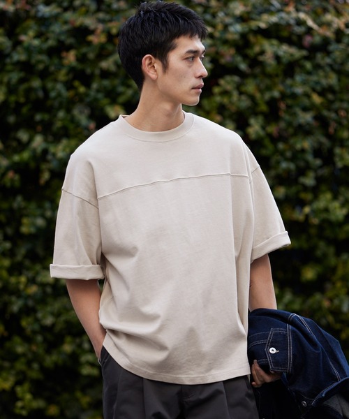 coca（coca）（コカ）の「ヘビーウェイトフットボールTシャツ（Tシャツ/カットソー・メンズ・ネイビー/ライトグレー/ライトグリーン/ホワイト/ライトピンク/ブラック/ライトブルー/ライトベージュ・M/XL/L）」の4枚目の写真