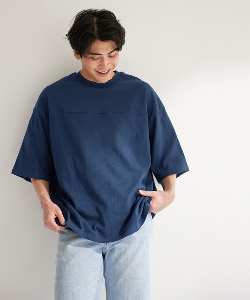 coca（coca）（コカ）の「ヘビーウェイトフットボールTシャツ（Tシャツ/カットソー・メンズ・ネイビー/ライトグレー/ライトグリーン/ホワイト/ライトピンク/ブラック/ライトブルー/ライトベージュ・M/XL/L）」の16枚目の写真