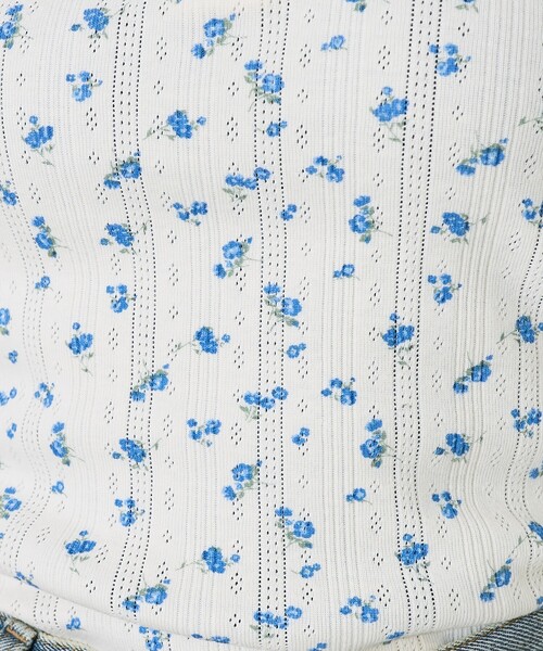 FREAK'S STORE（フリークスストア）の「花柄針抜きフライス ヘンリーTシャツ（Tシャツ/カットソー・レディース・オフホワイト/グレー/ネイビー・ﾌﾘ-）」の11枚目の写真