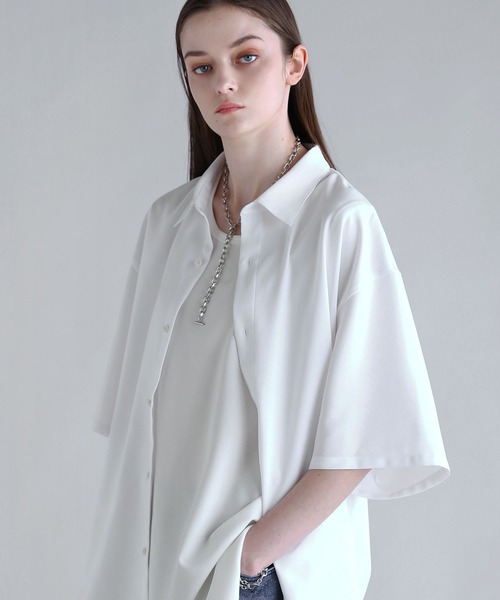 SOCCE（ソーシー）の「ルーズシルエット防シワ半袖シャツ（シャツ/ブラウス・メンズ・ホワイト/チャコール/サックスブルー・S/M/L/XL）」の7枚目の写真