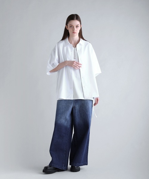 SOCCE（ソーシー）の「ルーズシルエット防シワ半袖シャツ（シャツ/ブラウス・メンズ・ホワイト/チャコール/サックスブルー・S/M/L/XL）」の12枚目の写真