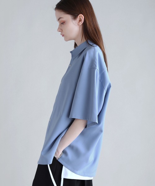 SOCCE（ソーシー）の「ルーズシルエット防シワ半袖シャツ（シャツ/ブラウス・メンズ・ホワイト/チャコール/サックスブルー・S/M/L/XL）」の22枚目の写真