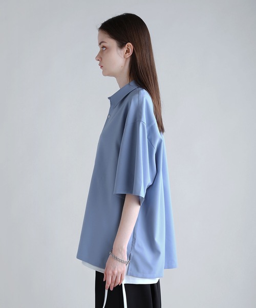 SOCCE(ソーシー)の「ルーズシルエット接触冷感防シワ半袖シャツ(シャツ/ブラウス・メンズ・ホワイト/チャコール/サックスブルー/ライトグレー・S/M/L/XL)」の11枚目の写真