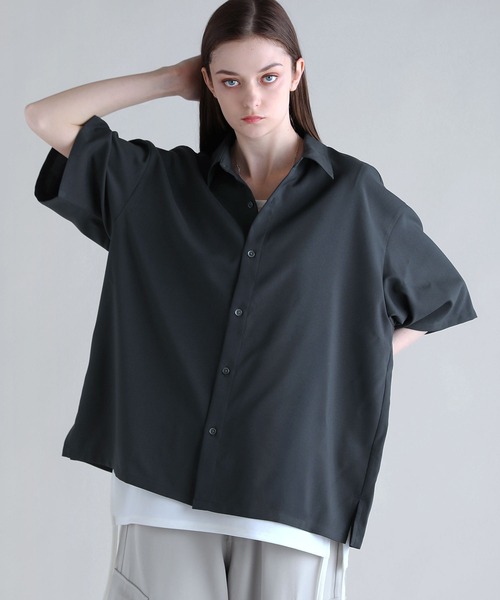 SOCCE（ソーシー）の「ルーズシルエット防シワ半袖シャツ（シャツ/ブラウス・メンズ・ホワイト/チャコール/サックスブルー・S/M/L/XL）」の15枚目の写真