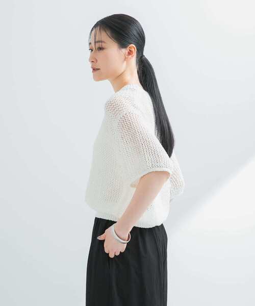 URBAN RESEARCH 透かし柄ハーフスリーブニット URBAN RESEARCH ニット セーター 透かし柄ハーフスリーブニット