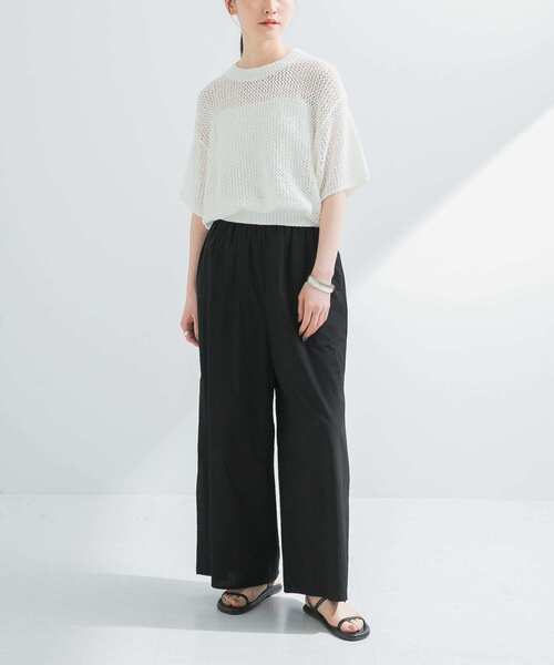 URBAN RESEARCH（アーバンリサーチ）の「透かし柄ハーフスリーブニット（ニット/セーター・レディース・ブラウン/オフホワイト/アイボリー・FREE）」の9枚目の写真