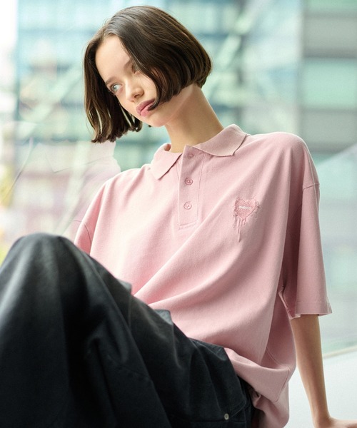 セール】MOSS STITCH DRAW CODE POLO SHIRT / ドローコード鹿の子