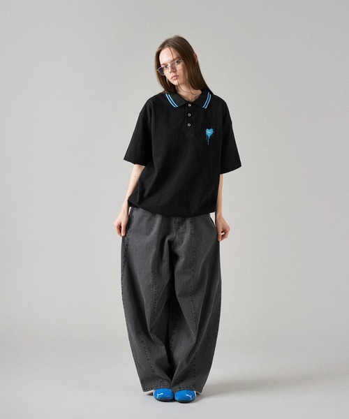 セール】MOSS STITCH DRAW CODE POLO SHIRT / ドローコード鹿の子