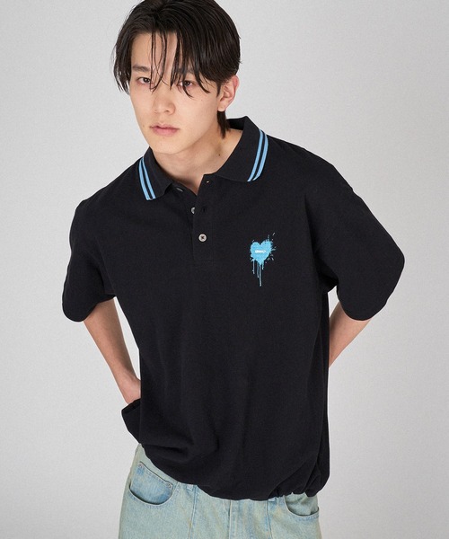 セール】MOSS STITCH DRAW CODE POLO SHIRT / ドローコード鹿の子