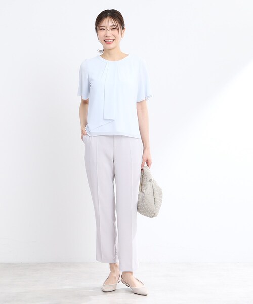 Reflect ＵＶカット　接触冷感　メッシュ重ね カットソー　9/M 吸水速乾/UVカット/接触冷感】ストレッチジョーゼット バンド