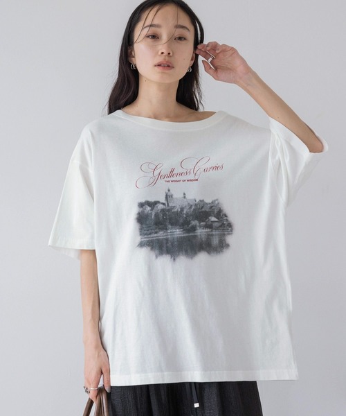 JEANASIS(ジーナシス)の「landscape ボートネックプリント TEE/492482(Tシャツ/カットソー・レディース・アイボリー/ブラック/チャコールグレー/ホワイト・MEDIUM/LARGE)」の8枚目の写真