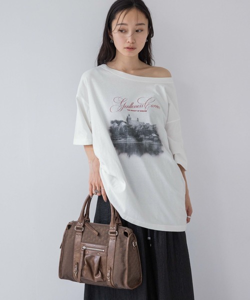 JEANASIS(ジーナシス)の「landscape ボートネックプリント TEE/492482(Tシャツ/カットソー・レディース・アイボリー/ブラック/チャコールグレー/ホワイト・MEDIUM/LARGE)」の9枚目の写真