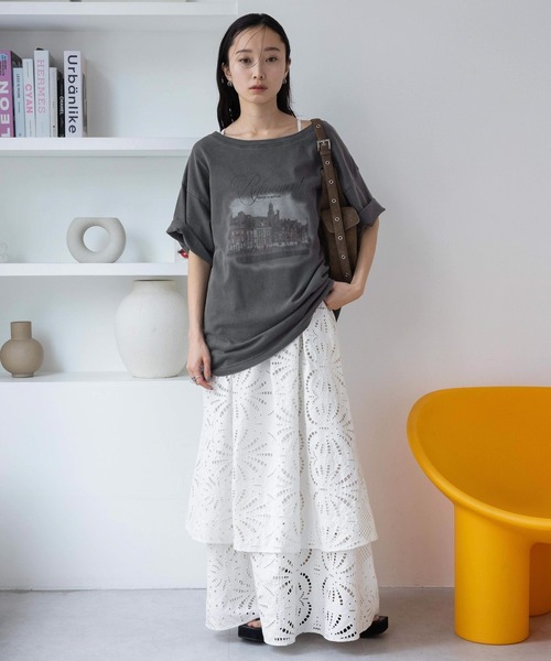 JEANASIS(ジーナシス)の「landscape ボートネックプリント TEE/492482(Tシャツ/カットソー・レディース・アイボリー/ブラック/チャコールグレー/ホワイト・MEDIUM/LARGE)」の11枚目の写真