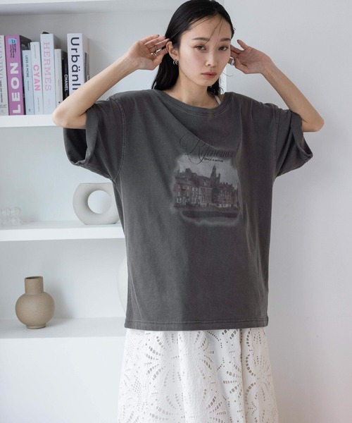 JEANASIS(ジーナシス)の「landscape ボートネックプリント TEE/492482(Tシャツ/カットソー・レディース・アイボリー/ブラック/チャコールグレー/ホワイト・MEDIUM/LARGE)」の15枚目の写真