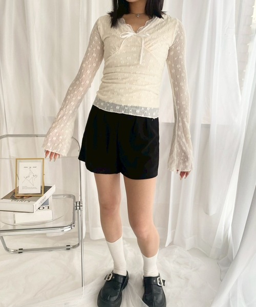 merrylatte（メリーラテ）の「ガーリーリボンレーストップス（シャツ/ブラウス・レディース・アイボリー・SMALL）」の14枚目の写真