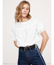 Banana Republic（バナナリパブリック）の「ポプリン ルーシュ バブルヘム トップス（シャツ/ブラウス）」