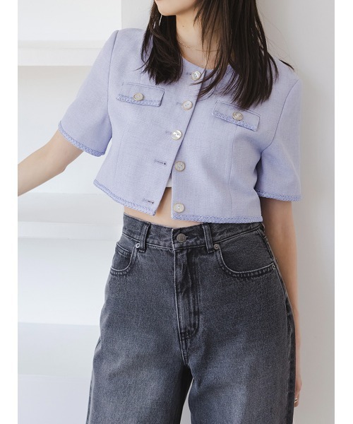 SNIDEL（スナイデル）の「サマーツイードジャケット（その他アウター・レディース・アイボリー/ラベンダー/ネイビー・0/1）」の4枚目の写真