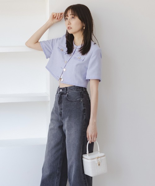 【⭐︎】【極美品】【未使用品】Snidel ツイードジャケット SNIDEL（スナイデル）の「ミドルツイードジャケット（ノーカラー