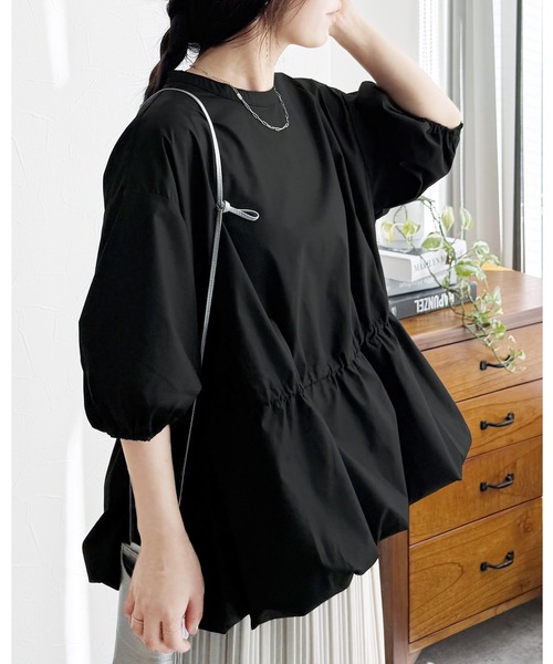 reca（レカ）の「裾バルーンペプラムブラウス（シャツ/ブラウス・レディース・オフホワイト/ブラック・M）」の2枚目の写真