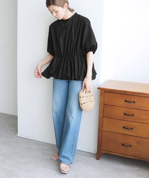 reca（レカ）の「裾バルーンペプラムブラウス（シャツ/ブラウス・レディース・オフホワイト/ブラック・M）」の9枚目の写真