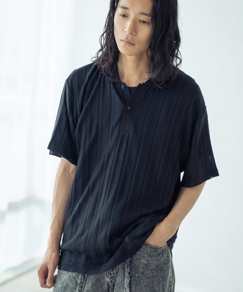 RATTLE TRAP(ラトルトラップ)の「ストライプシアーポロシャツ(ポロシャツ・メンズ・ホワイト/ブラック・LL/S/M/L)」の1枚目の写真