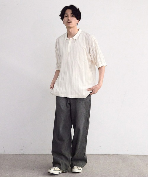 RATTLE TRAP(ラトルトラップ)の「ストライプシアーポロシャツ(ポロシャツ・メンズ・ホワイト/ブラック・LL/S/M/L)」の7枚目の写真