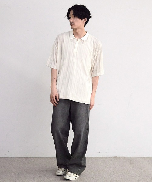 RATTLE TRAP(ラトルトラップ)の「ストライプシアーポロシャツ(ポロシャツ・メンズ・ホワイト/ブラック・LL/S/M/L)」の10枚目の写真