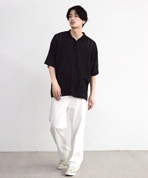 RATTLE TRAP(ラトルトラップ)の「ストライプシアーポロシャツ(ポロシャツ・メンズ・ホワイト/ブラック・LL/S/M/L)」の16枚目の写真