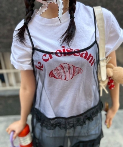 ipugo(イプゴ)の「ipugo/イプゴ クロワッサンロゴトップス 秋物 秋服 2026年秋冬(Tシャツ/カットソー・レディース・レッド/ホワイト/ネイビー・FREE)」の8枚目の写真