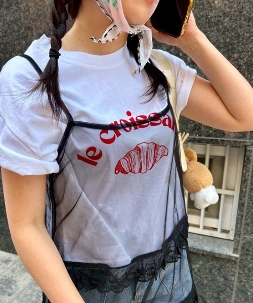 ipugo(イプゴ)の「ipugo/イプゴ クロワッサンロゴトップス 秋物 秋服 2026年秋冬(Tシャツ/カットソー・レディース・レッド/ホワイト/ネイビー・FREE)」の7枚目の写真