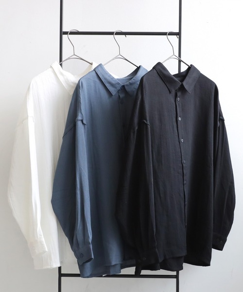 antiqua(アンティカ)の「リネンタッチシャツ(シャツ/ブラウス・レディース・ブラック/ブルー系その他/ホワイト・R/P)」の15枚目の写真