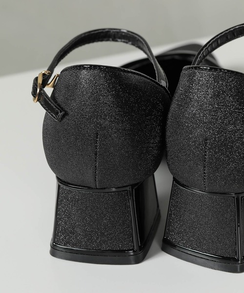 Kana（カナ）の「シャイニー グリッター チャンキーヒール フォーマル パンプス 結婚式 お呼ばれ オケージョン（パンプス・レディース・ベージュ/ブラック/シルバー・23.5/24/24.5/23/22.5）」の9枚目の写真