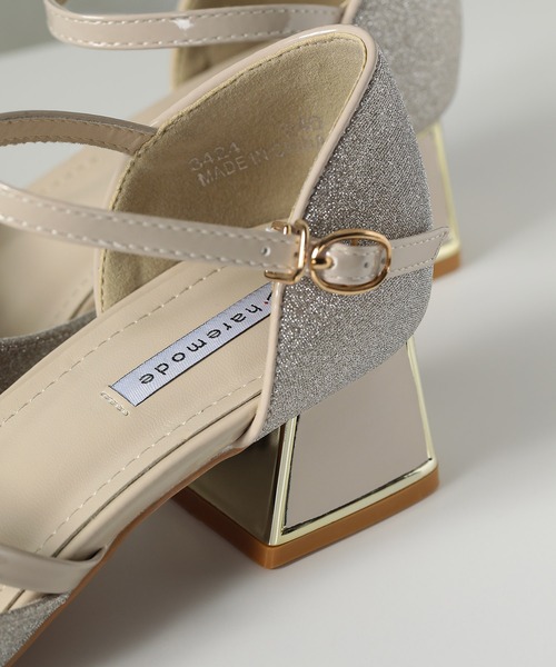 Kana（カナ）の「シャイニー グリッター チャンキーヒール フォーマル パンプス 結婚式 お呼ばれ オケージョン（パンプス・レディース・ベージュ/ブラック/シルバー・23.5/24/24.5/23/22.5）」の12枚目の写真
