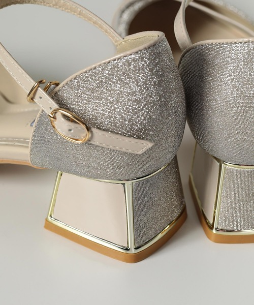 Kana（カナ）の「シャイニー グリッター チャンキーヒール フォーマル パンプス 結婚式 お呼ばれ オケージョン（パンプス・レディース・ベージュ/ブラック/シルバー・23.5/24/24.5/23/22.5）」の13枚目の写真