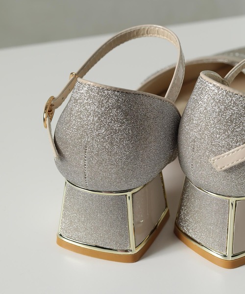 Kana（カナ）の「シャイニー グリッター チャンキーヒール フォーマル パンプス 結婚式 お呼ばれ オケージョン（パンプス・レディース・ベージュ/ブラック/シルバー・23.5/24/24.5/23/22.5）」の14枚目の写真