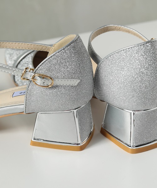 Kana（カナ）の「シャイニー グリッター チャンキーヒール フォーマル パンプス 結婚式 お呼ばれ オケージョン（パンプス・レディース・ベージュ/ブラック/シルバー・23.5/24/24.5/23/22.5）」の19枚目の写真