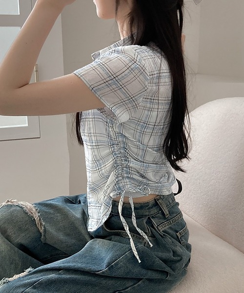 サイドシャーリングチェックシャツ