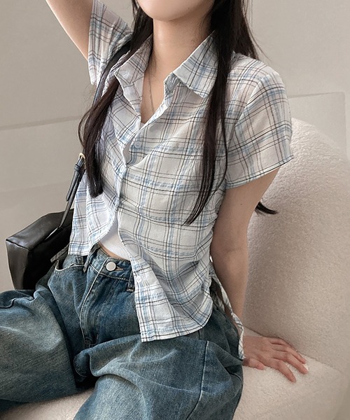 サイドシャーリングチェックシャツ